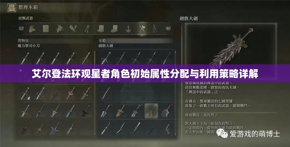 艾尔登法环观星者角色初始属性分配与利用策略详解 艾尔登法环观星者角色初始属性分配与利用策略详解