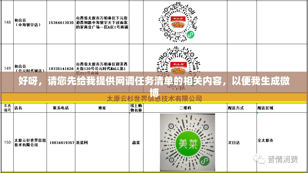 好呀，请您先给我提供网调任务清单的相关内容，以便我生成微博